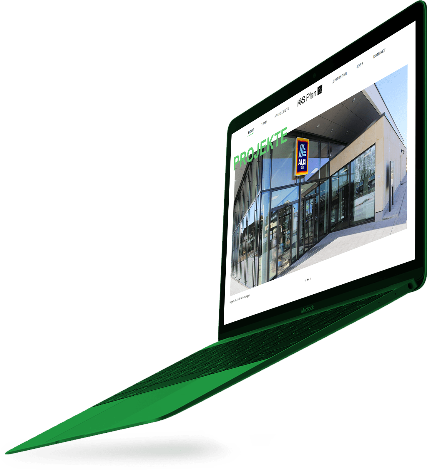 Laptop mit geöffneter Homepage von K&S Plan GmbH aus Rieneck